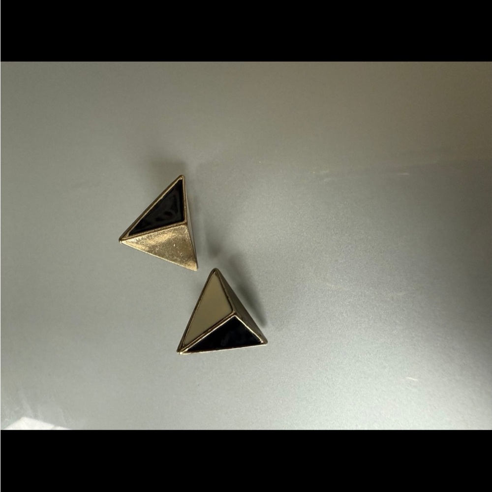 Gold and Black Triangle Earrings